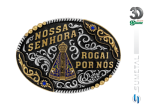 Fivela Country Nossa Senhora Rogai Por Nós EG Preta 14295FJ ND - Frente
