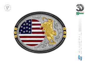 14246F ND Fivela Country Infantil Touro Bandeira