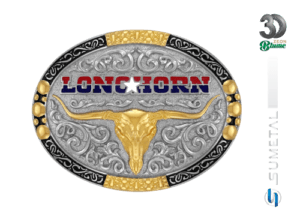14130F ND Fivela Country Masculina Longhorn Bandeira Texas