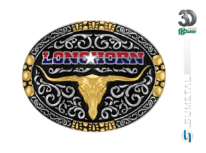 14130FJ ND Fivela Country Masculina Longhorn Bandeira Texas
