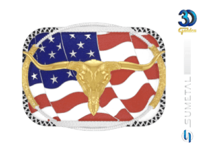 Fivela Country Masculina Longhorn Bandeira EUA 11268F PD