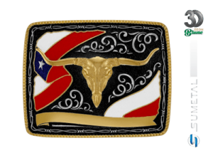 Fivela Country Masculina Longhorn Bandeira 15493FJ ND Preto
