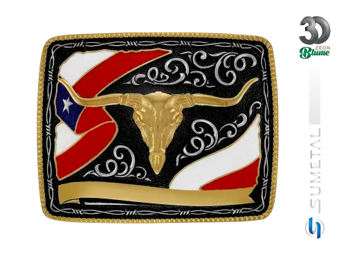 15493FJ ND Fivela Country Masculina Longhorn Bandeira Texas