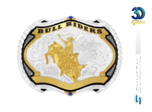 12390F PD Fivela Country Masculina Touro Bull Riders com Strass