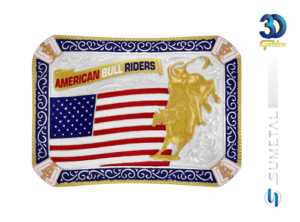 12666F PDC Fivela Country Touro Bandeira American Bull Riders