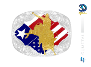 Fivela Country Touro Bandeira Texas Estados Unidos 12848F PD