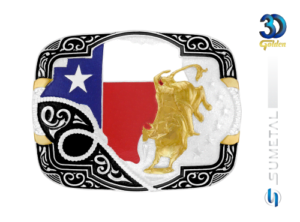 Fivela Country Touro Bandeira Texas Masculina Sumetal 12849F PD