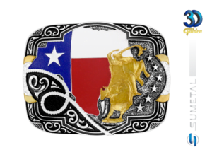 Fivela Country Touro Bandeira Texas Masculina Sumetal 12849FE PD
