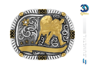 14422FE PD Fivela Country Masculina Bulldog com Strass
