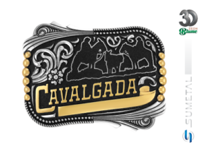 Fivela Country Masculina Cavalgada 13371FJ ND Preto G - Frente