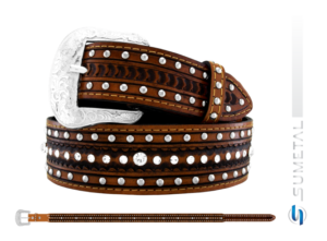 Cinto Country Com Strass e Cravos Caramelo Destacado CT0068