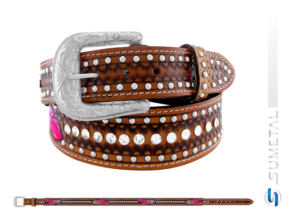 Cinto Country Pena Rosa Caramelo Destacado CT0215