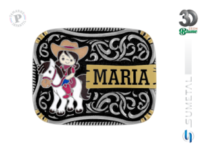 Fivela Country Infantil Menina Nome 14475FJ ND P Preta - Frente
