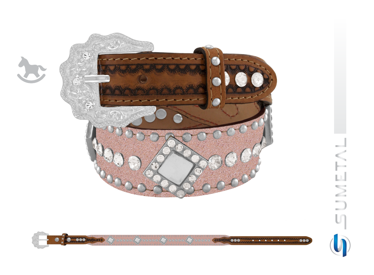 Cinto Country Glitter Rose e Chaton Infantil CT0205