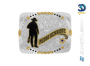 Fivela Country Masculina Cowboy Gravação 16405F PD Gravação - Frente
