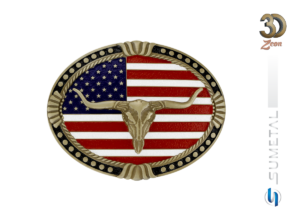 Fivela Country Masculina Longhorn Bandeira EUA 16416F OV - Frente