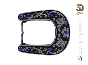Fivela Country 7 Strass Azul Safira 16294F PV - Frente