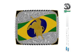 Fivela Country Touro Bandeira Brasil 15607F ND - Frente