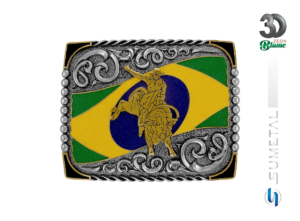 Fivela Country Touro Bandeira Brasil 15607FE ND - Frente