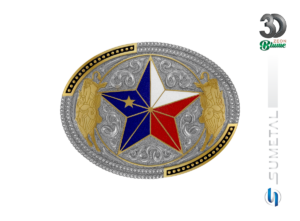 Fivela Country Touro Bandeira Texas 15681F ND - Frente