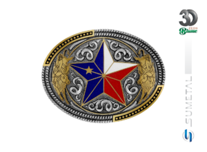 Fivela Country Touro Bandeira Texas 15681FE ND - Frente