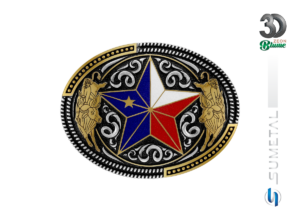 Fivela Country Touro Bandeira Texas 15681FJ ND - Frente
