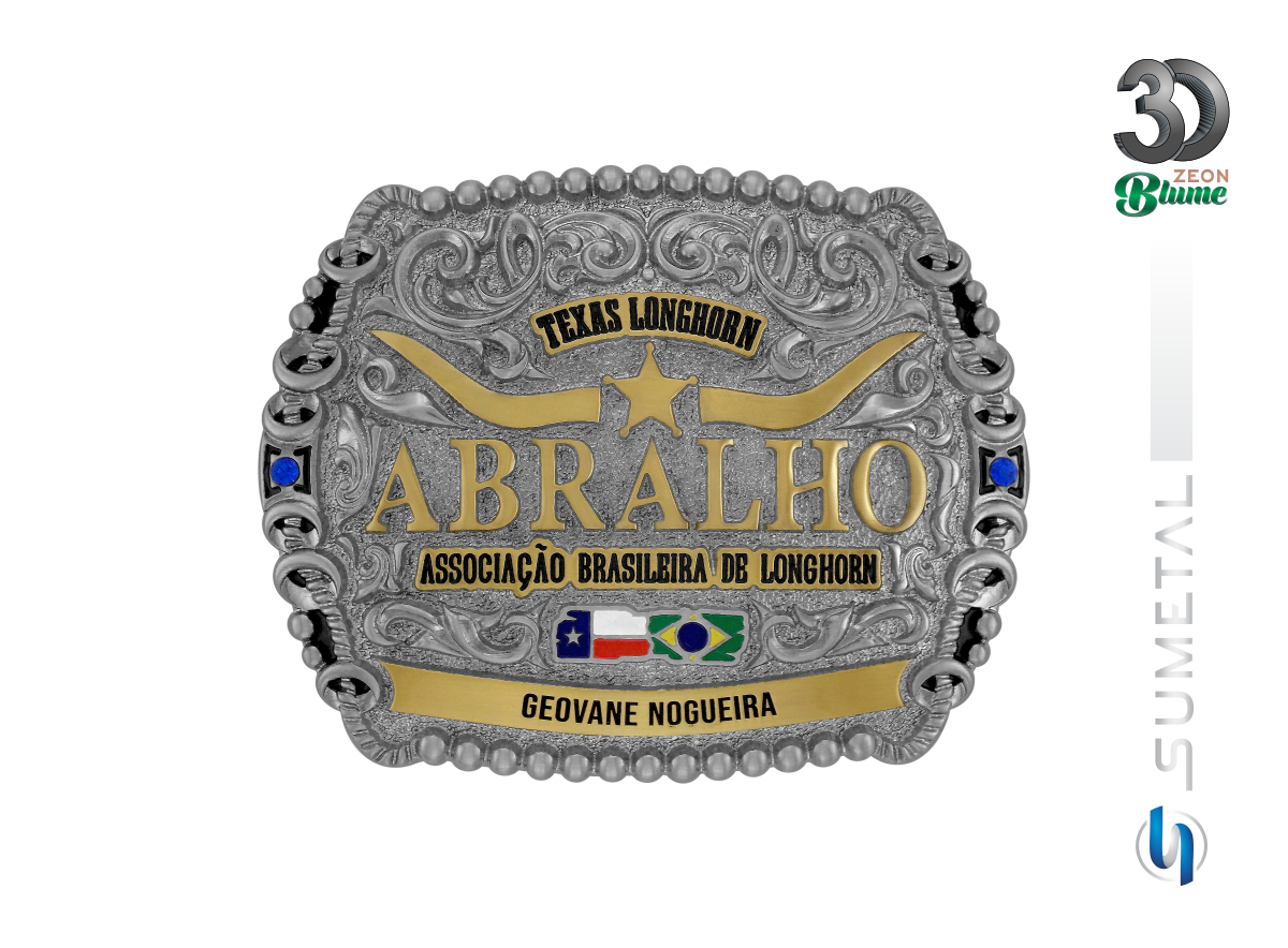 Fivela Country Personalizada ABRALHO Associação Brasileira de Longhorn 15254F PVD