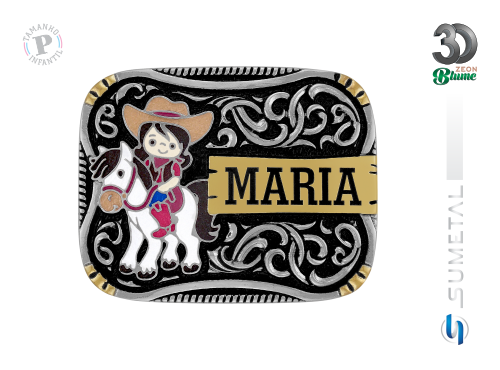 14475FJ ND Fivela Country Infantil Menina Nome Personalizado